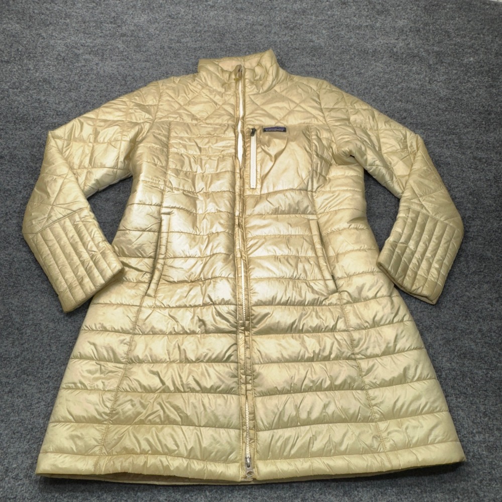 Patagonia Parka Jacket Womens Large Yellow Quilted Puffer Coat Radalie 27695
